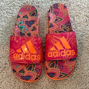 Adidas Women’s Slide Sandals - Pink and Orange